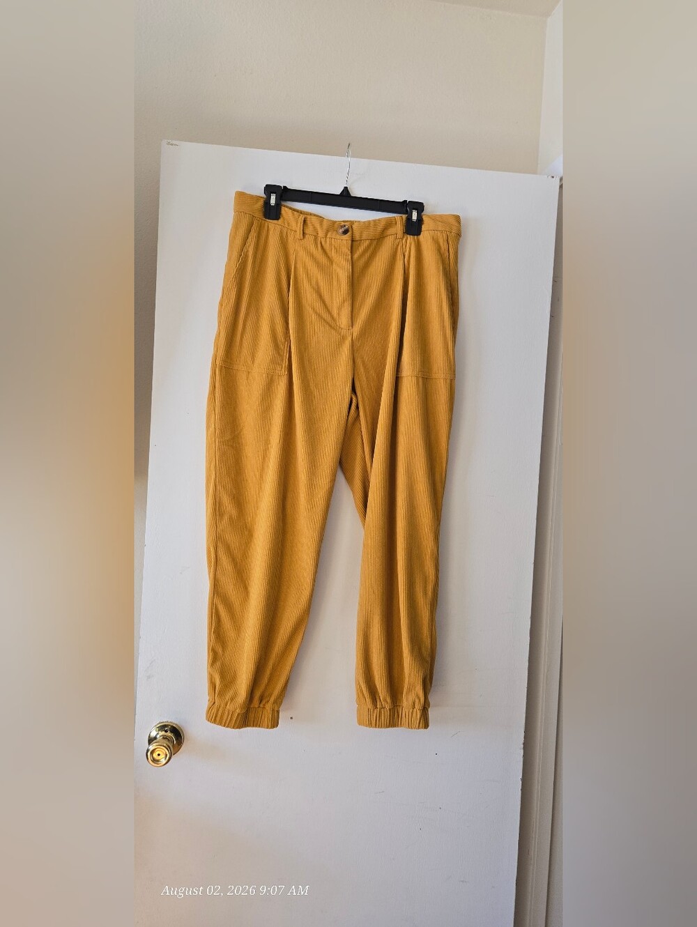 HALARA Women's Corduroy Jogger Pants in Mustard